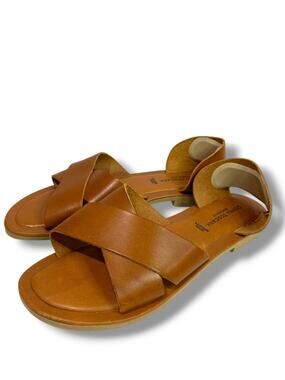 Size 9.5‎ Donna Toscana Womens Brown Leather Sandals Crossband